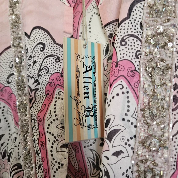 Allen B by Allen Schwartz Boho Silk Long Flare Sleeve Tunic Size L NWT - Picture 7 of 11